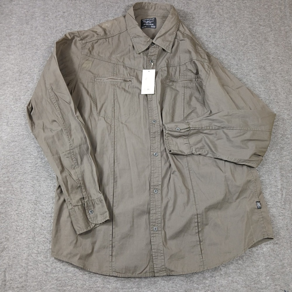 Paper Denim & Cloth Mens‎ XXL PWB5 LS Utility Button Up Shirt Olive Gray Cotton